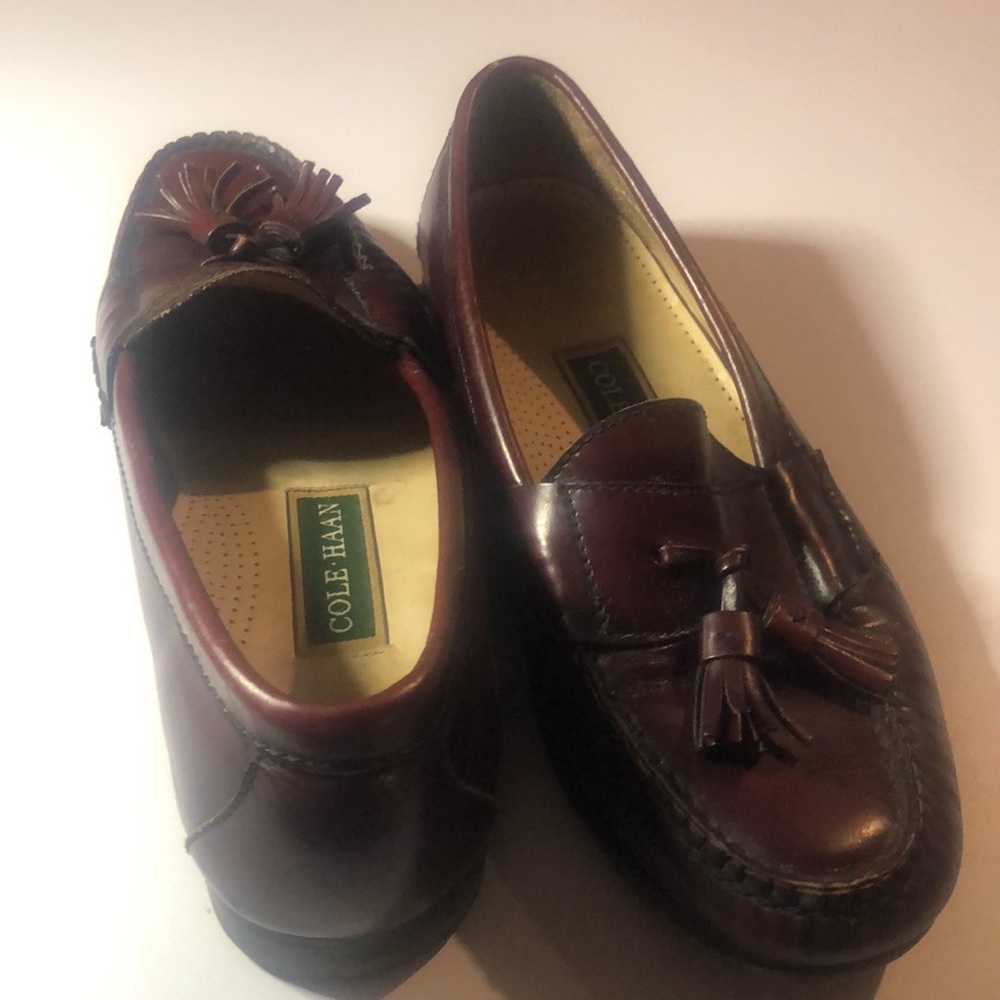 Men’s tassel wing tip fall Memory Mahogany Cole Haan flex comfort oxfords shoes - Picture 10 of 11